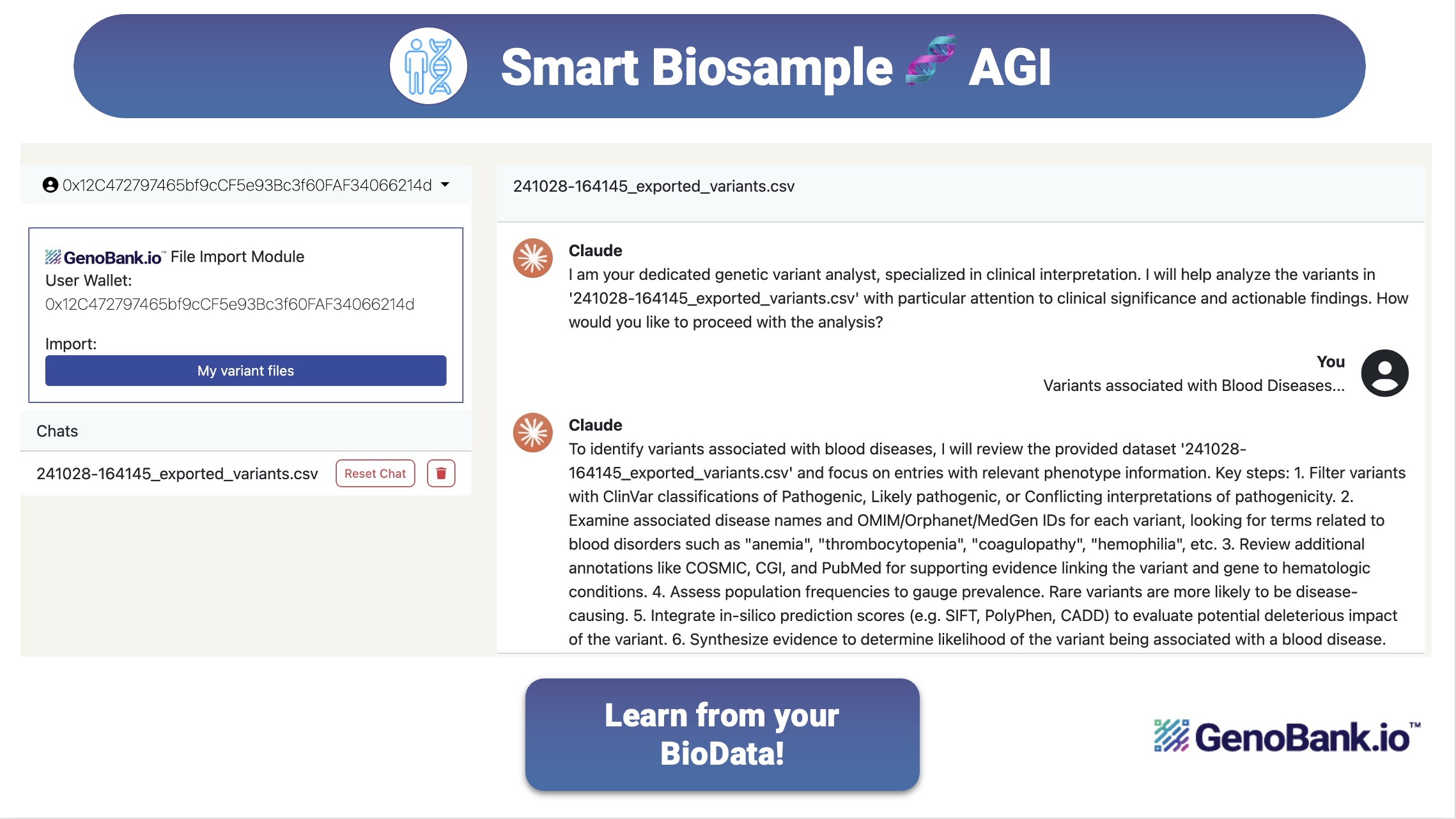 Smart Biosample AGI Interface