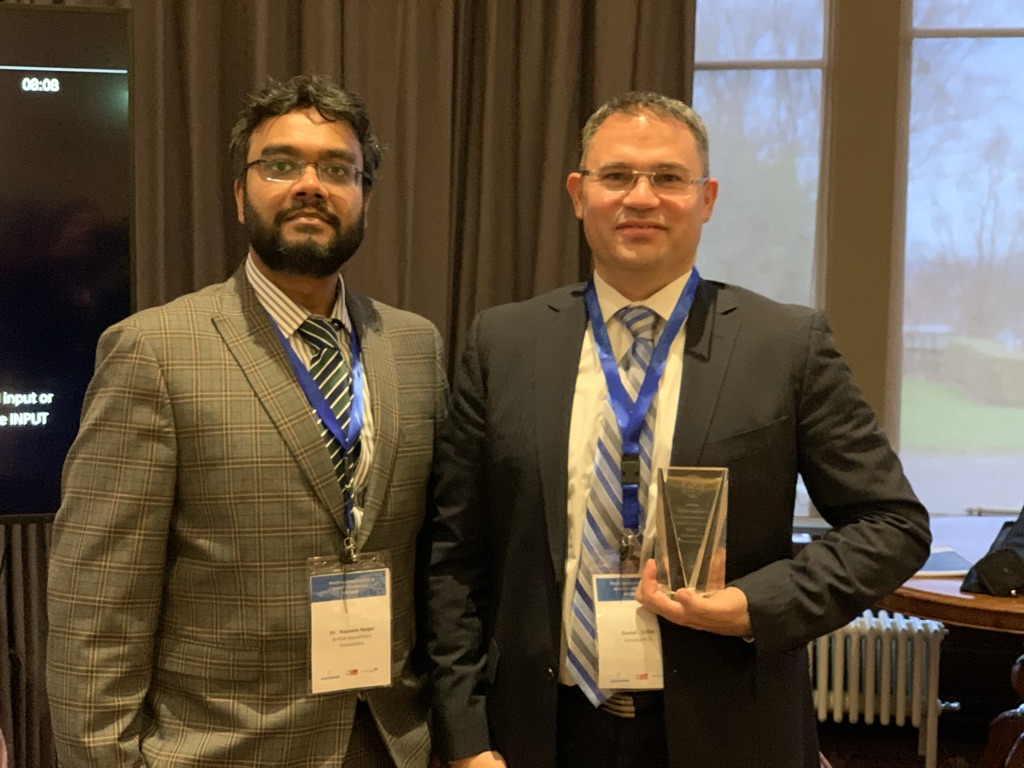 Daniel Uribe receiving the British Blockchain Association award for Privacy Laws, Genomics Data and NFTs